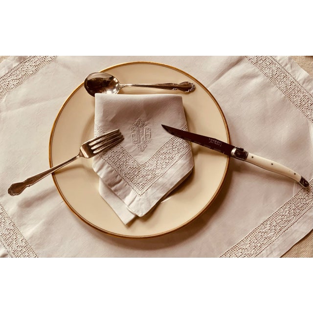 1900 - 1909 Exquisite Set of Eight French Linen Napkins,c.1930 For Sale - Image 5 of 11