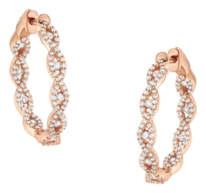 10K Rose Gold Diamond Hoop Earring (1 cttw, H-I Color, I1-I2 Clarity)