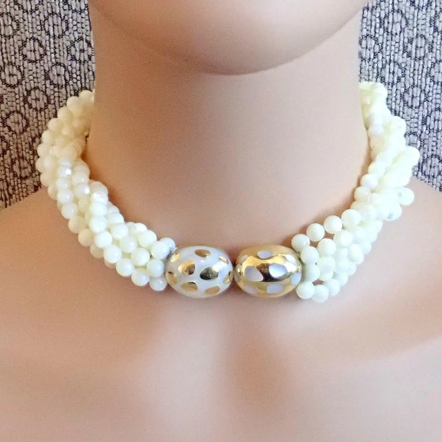 2000 - 2009 Tiffany & Co. Cummings 18k Gold Mother Of Pearl Bead Torsade Inlaid Necklace For Sale - Image 5 of 12