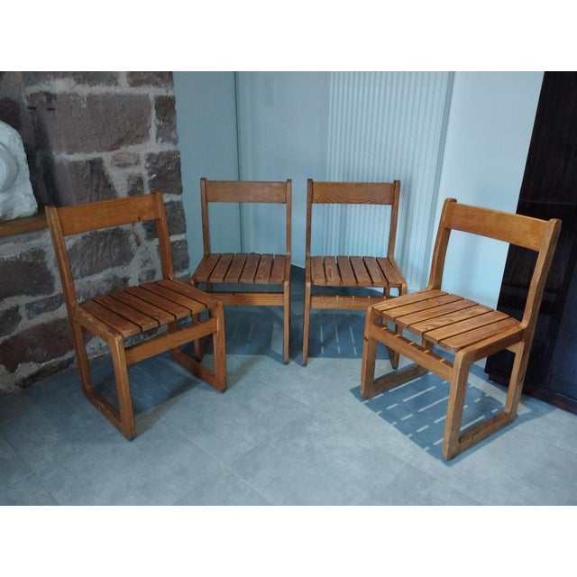 Wood DLG Sled Chairs by Charlotte Perriand and André Sornay, 1960s, Set of 4 For Sale - Image 7 of 18