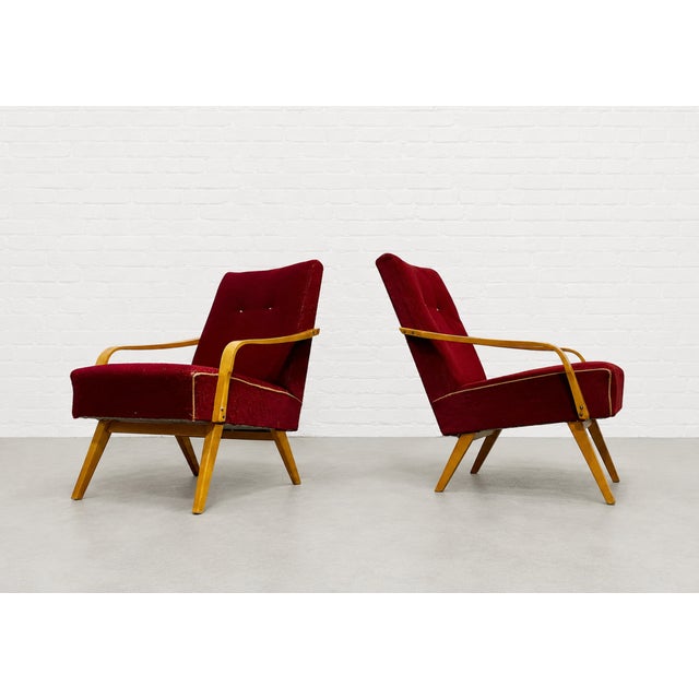 Wood Pair - Mid Century Modern Lounge Chairs by Jaroslav Smidek, Made in Czechoslavakia, C. 1960s For Sale - Image 7 of 15