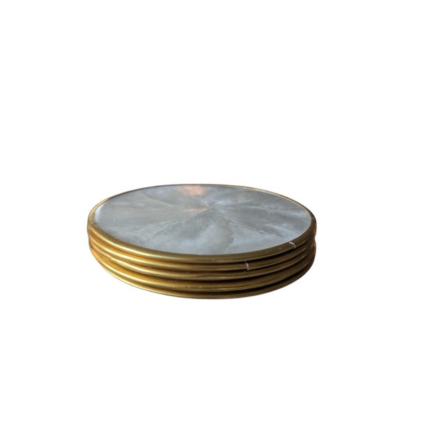 Contemporary Coastal Capiz Shell Coasters- Set of 5 For Sale - Image 3 of 8