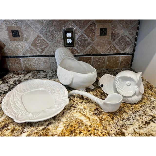 Vintage Owl Soup Tureen With Plate & Ladle, Made in Italy For Sale - Image 9 of 10