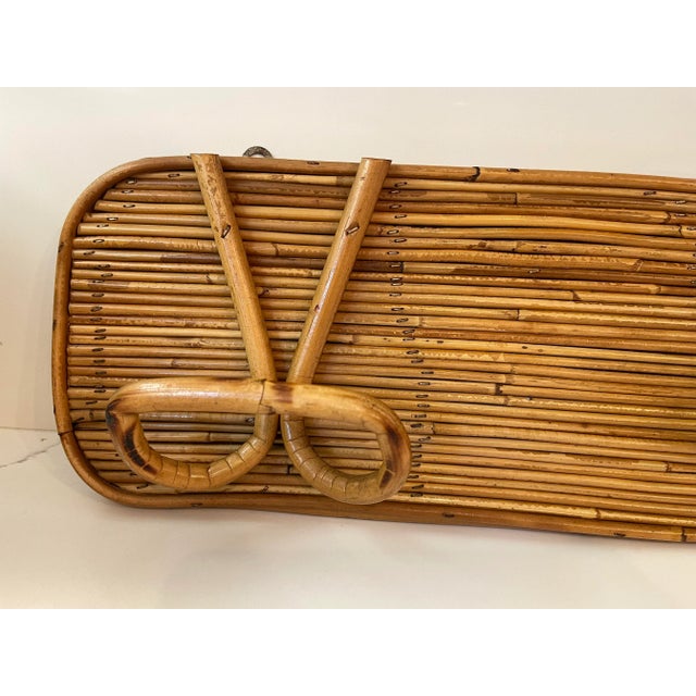 Mid-Century Modern Italian Reed and Bamboo Coat Rack, Wall Mount, Style of Gabriella Crespi 1950s Italian Mid Century For Sale - Image 3 of 6