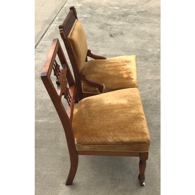 Late 19th Century Antique His and Hers Carved Wooden Chairs A Pair