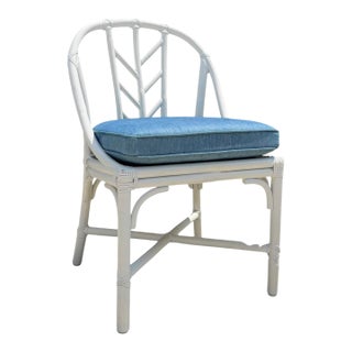 Vintage McGuire Painted Rattan Chippendale Chair For Sale