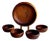 Mid 20th Century Hand-Turned Teak Wood Bowls, 5 Pieces For Sale