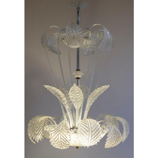 Gold Art Deco Ninfea Murano Glass Chandelier attributed to Barovier Italy, 1940 For Sale - Image 8 of 12