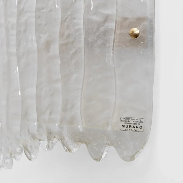 Italian Modern Murano Glass and Brass Glacier Wall Sconces, 2000s, Set of 2 For Sale - Image 9 of 11