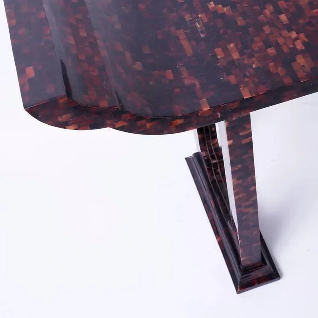 Chocolate Mid-Century Penshell Pagoda Console or Hall Table For Sale - Image 8 of 9