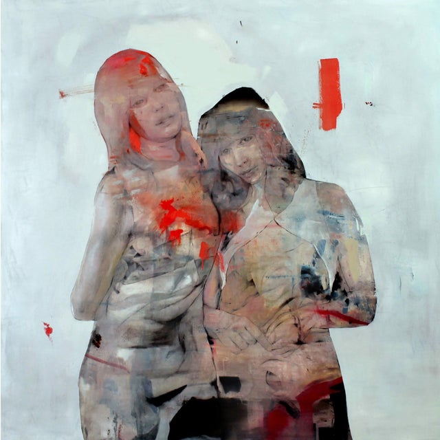 They Would Cease to Exist Without Us by Benjamin Garcia | Oil on canvas Two women in abstract form For Sale