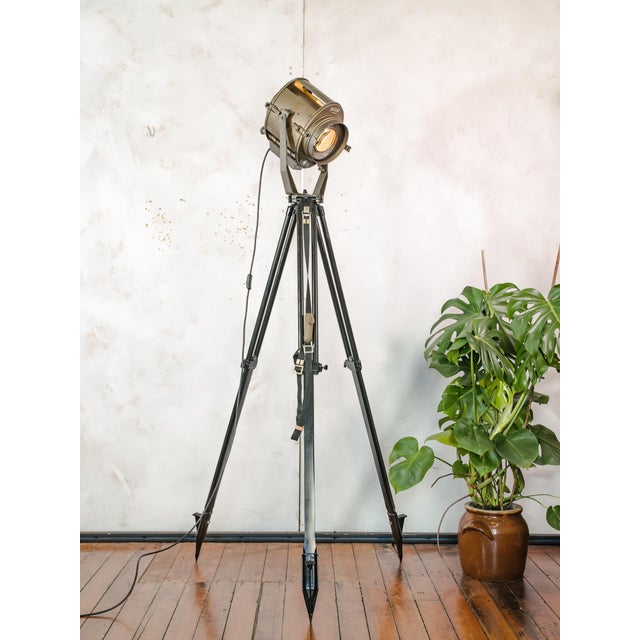 Industrial Tripod Theater Spotlight Floor Lamp from ADB Belgium, 1960s For Sale - Image 10 of 18