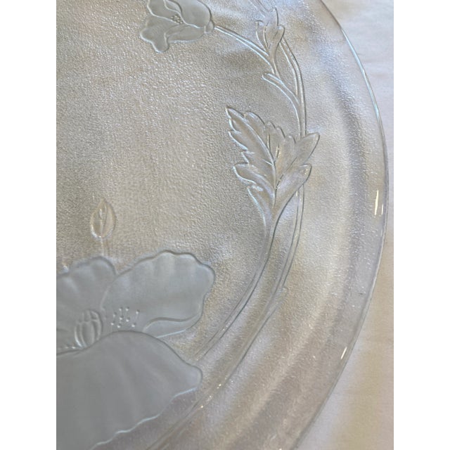 American Large 1990s Glass Floral Serving Platter For Sale - Image 3 of 5