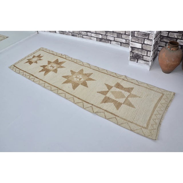 Textile Vintage Anatolian Kilim Runner, Hand-Woven Neutral Earth Tone Wool Rug For Sale - Image 7 of 10