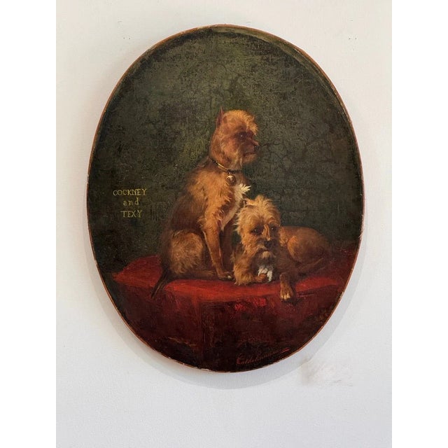 Charming French Oil on Canvas, Dogs, C. 1850 For Sale - Image 4 of 4