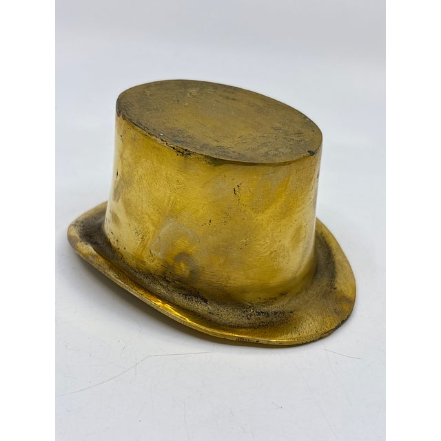 Mid 20th Century Vintage Novelty Solid Brass Top Hat Statue For Sale - Image 5 of 10