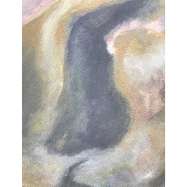 This understated abstract painting hails from 1979. Subdued yet lyrical colors. On canvas, signed, ready to hang. Measures...