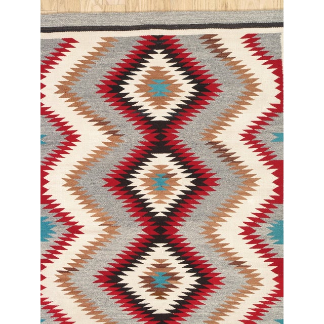 Authentic Navajo Rug Handwoven Wool Eye-Dazzler, Red & Grey Diamond Pattern For Sale - Image 13 of 18