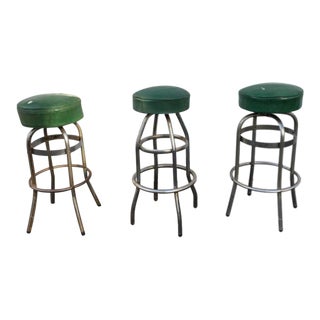 Vintage Retro Green Diner Stool For Sale