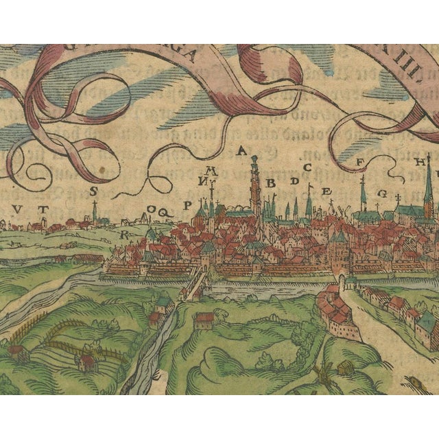Hand-Colored Woodcut City View of Groningen 1573 from Münsters Cosmographia For Sale - Image 6 of 10