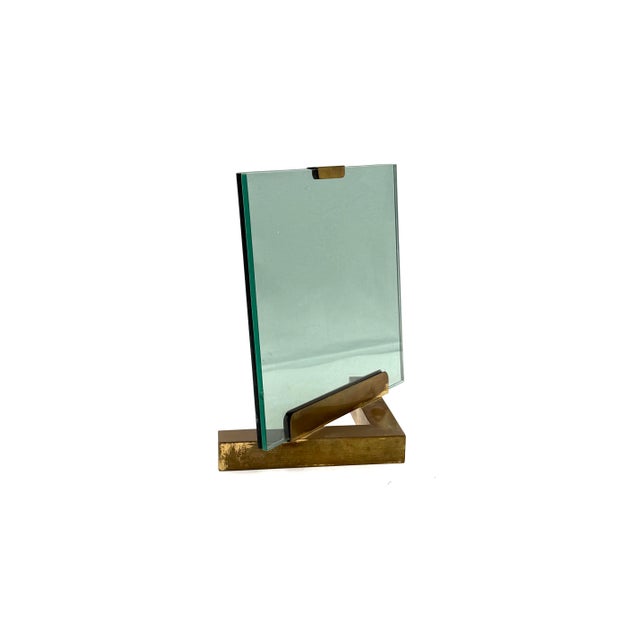 Hollywood Regency Brass & Glass Picture Frame, in the Manner of Gabriella Crespi Italy 1970s For Sale - Image 9 of 15