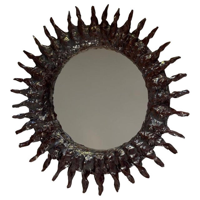 Sole Bio French Ceramic Mirror by Renzo Maar For Sale - Image 11 of 11