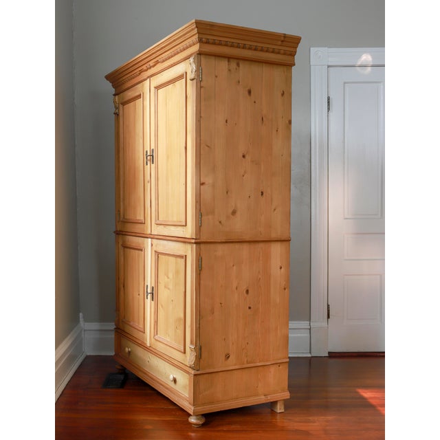Wood English Pine Linen Press, Armoire, Wardrobe For Sale - Image 7 of 10