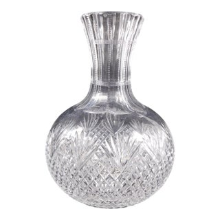 1960s Unmarked Cut Crystal Carafe For Sale
