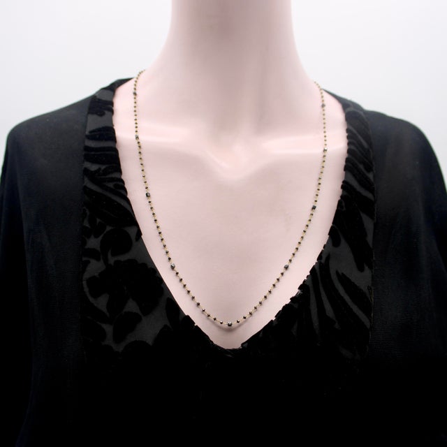 Metal 1990s 14k Gold Hand-Faceted Black Diamond Hand-Wired Chain Necklace For Sale - Image 7 of 8