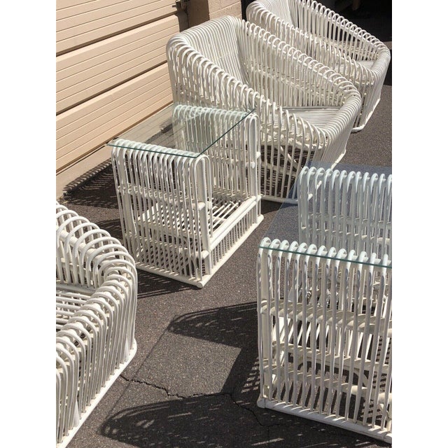 Vintage In The Style of Albini Stick Wicker Bamboo Rattan Patio Set - Set of 5 For Sale - Image 12 of 12