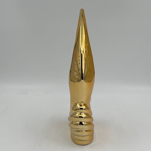 Abstract Vintage Modern Abstract Gold Ceramic Sculpture Fish or Rabbit For Sale - Image 3 of 10