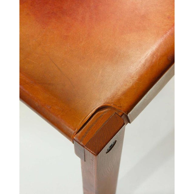 Model S24 Chair in Elm with Tan Leather Seat by Pierre Chapo, 1970s For Sale - Image 6 of 11