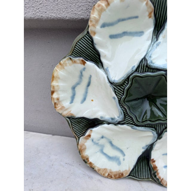 French French Majolica Oyster Plate Longchamp, Circa 1900 For Sale - Image 3 of 4