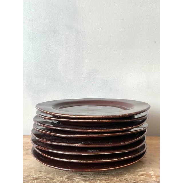 Ceramic Vintage Italian Vietri Glazed Ceramic Plates - Set of 8 For Sale - Image 7 of 8