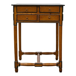 19th Century English Walnut Spice Table with Drawers and H-Form Stretcher For Sale