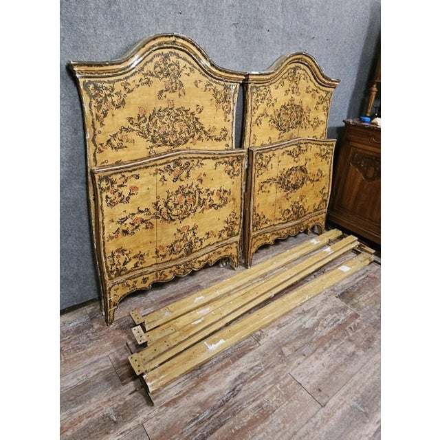 Antique Beds with Floral Decoration, 1890s For Sale - Image 3 of 12