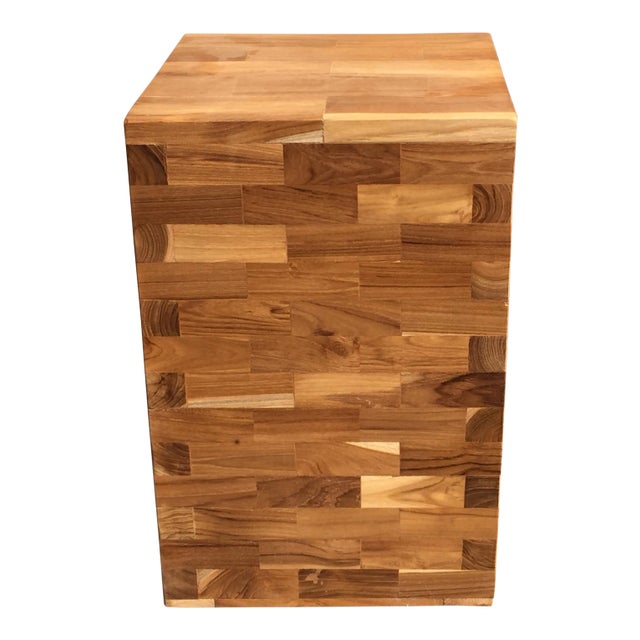 Southwestern Teak End Table or Stool For Sale