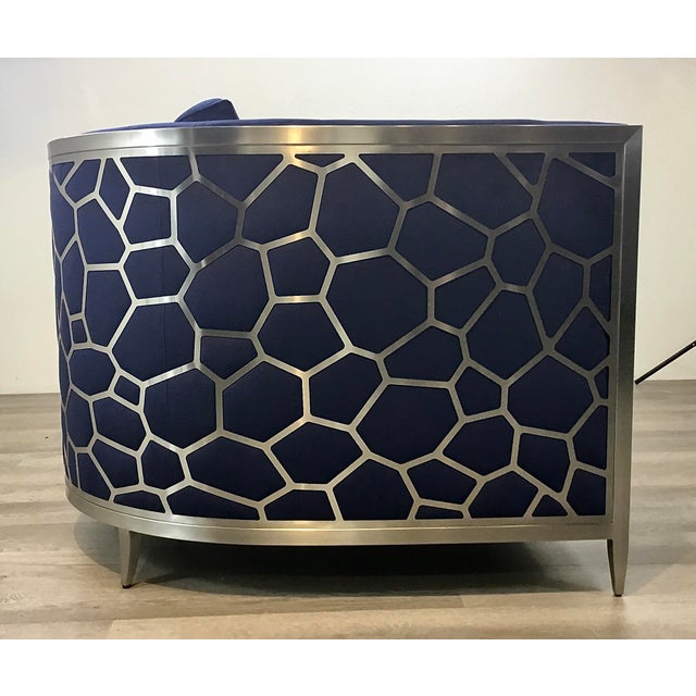Caracole Couture Modern Indigo Blue Velvet Ice Breaker Club Chairs Pair Chairish