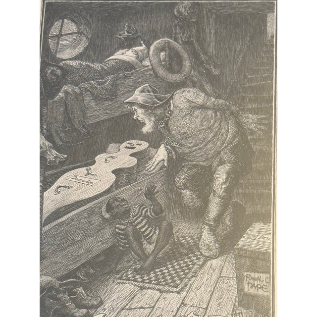 Gold Framed Vintage French Etching Illustration Print - “The Shape of This Box... Drew the Attention of the Captain” (Reproduction) - Anatole France For Sale - Image 4 of 12