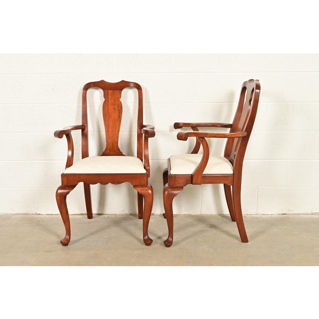 Henkel Harris Queen Anne Solid Cherry Wood Dining Chairs, Set of Eight For Sale - Image 12 of 14