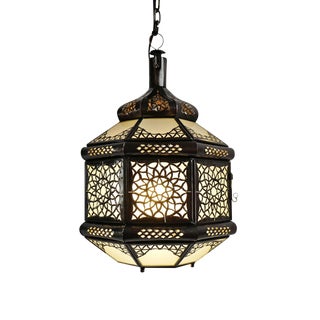 Metal Work Frosted Glass Lantern For Sale