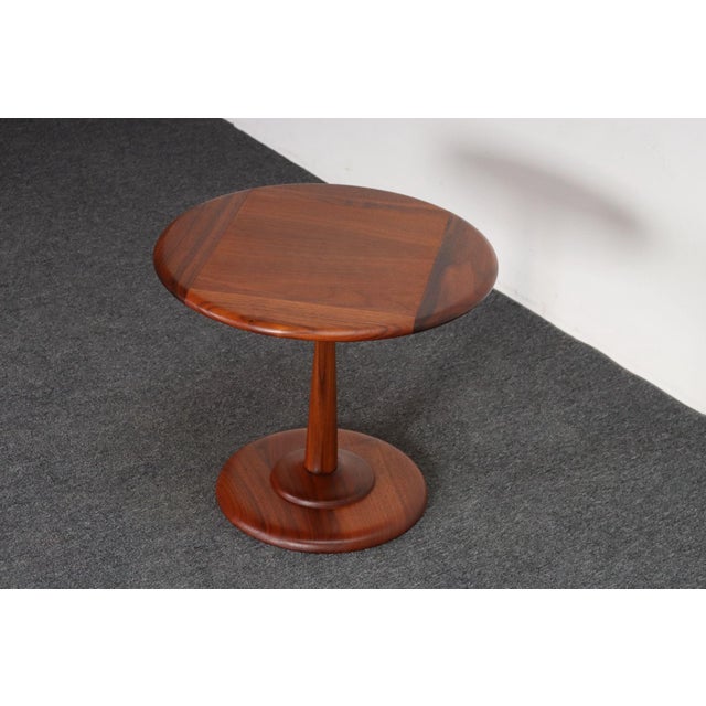 Mid-Century Modern Solid Walnut Tulip Style Pedestal Side Table by Prodelco For Sale - Image 4 of 18