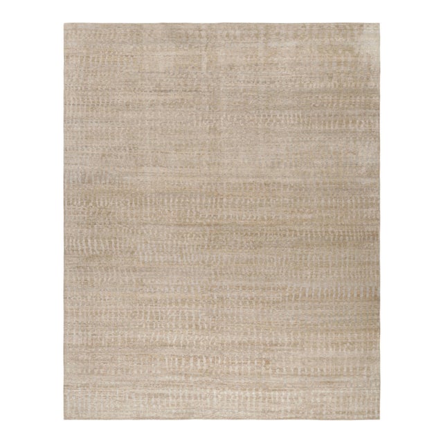 Hand-knotted in wool and silk, this 12x15 rug represents an exciting design from an inventive new contemporary textural...