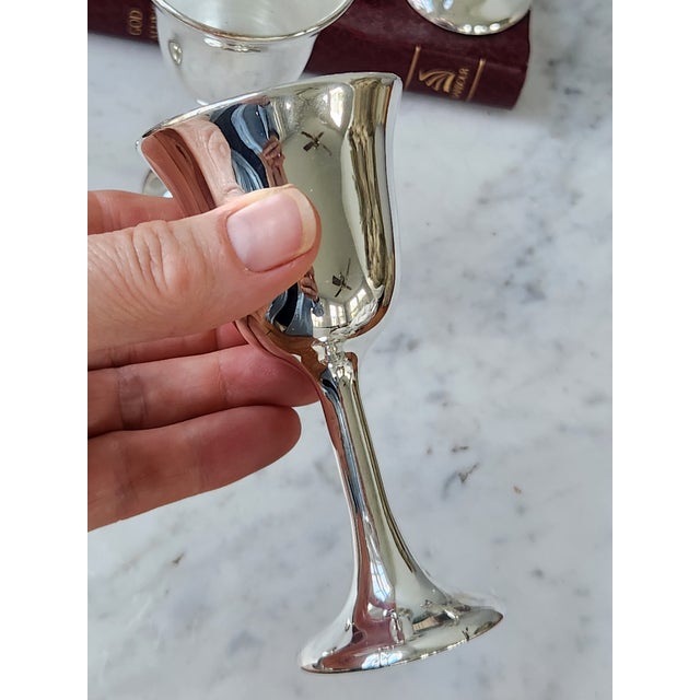 Silver Vintage Mid Century F.B. Rogers Silver Plated Mini Goblets / Cordials - Set of 4 For Sale - Image 8 of 12