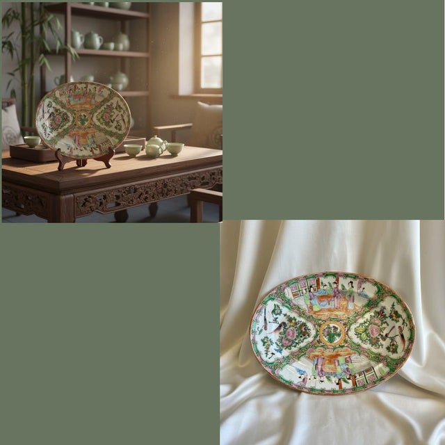 Antique Chinese Export Famille Rose Medallion Platter-C 1840-1860-Hand Painted For Sale - Image 11 of 11