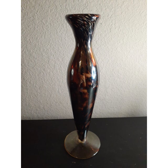 1980s Aurora Art Glass Fluted Pedestal Vase For Sale - Image 4 of 5