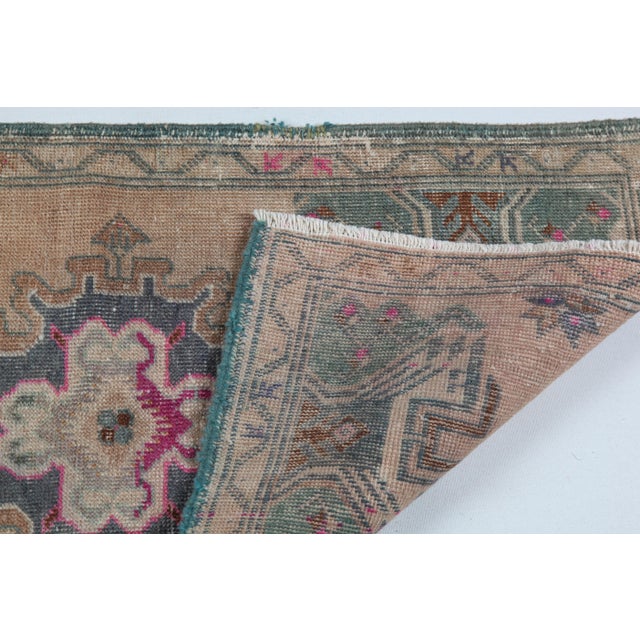 Mid 20th Century Handwoven Turkish Rug – Small Size With Faded Elegance -1' 10'' X 3' 3'' For Sale - Image 4 of 9