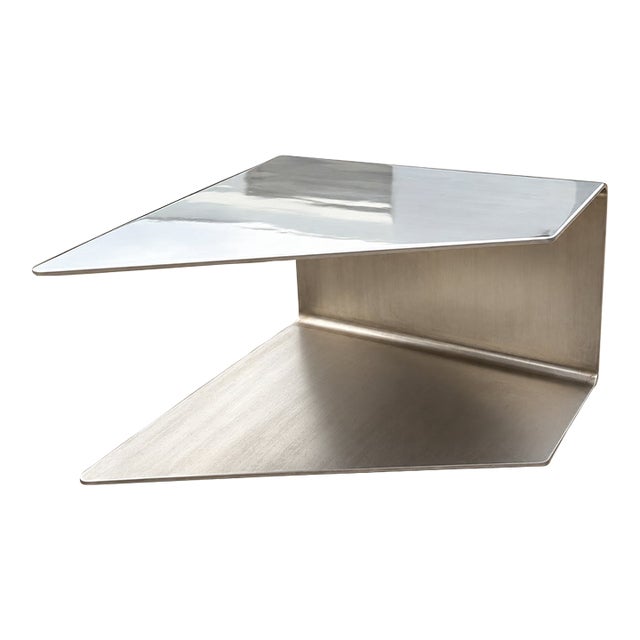 Monumental Sculptural Polished Stainless Steel Cantilever Coffee Table, Usa For Sale