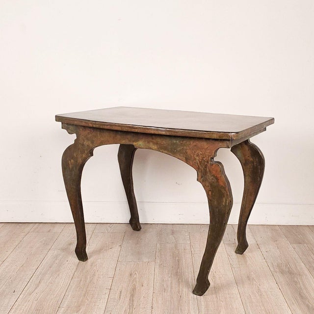 1970s John Wheatman Custom Copper Top Table With Antique Legs For Sale - Image 5 of 12