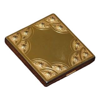 Gold Compact Mirror Powder Box, 1950s For Sale